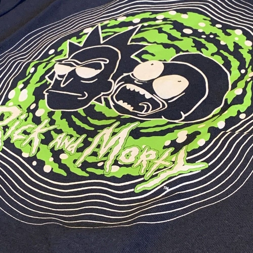 Rick and Morty Mens Shirt XL Green Portal Outline Unisex T-Shirt Navy NWT - Picture 9 of 12
